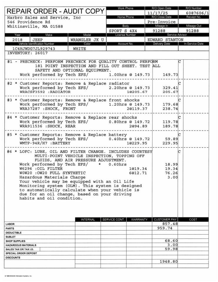 2018 Jeep Wrangler JK Unlimited Sport - LOCAL TRADE IN - FULLY SERVICED Whitinsville MA