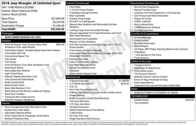 2018 Jeep Wrangler JK Unlimited Sport Raleigh NC