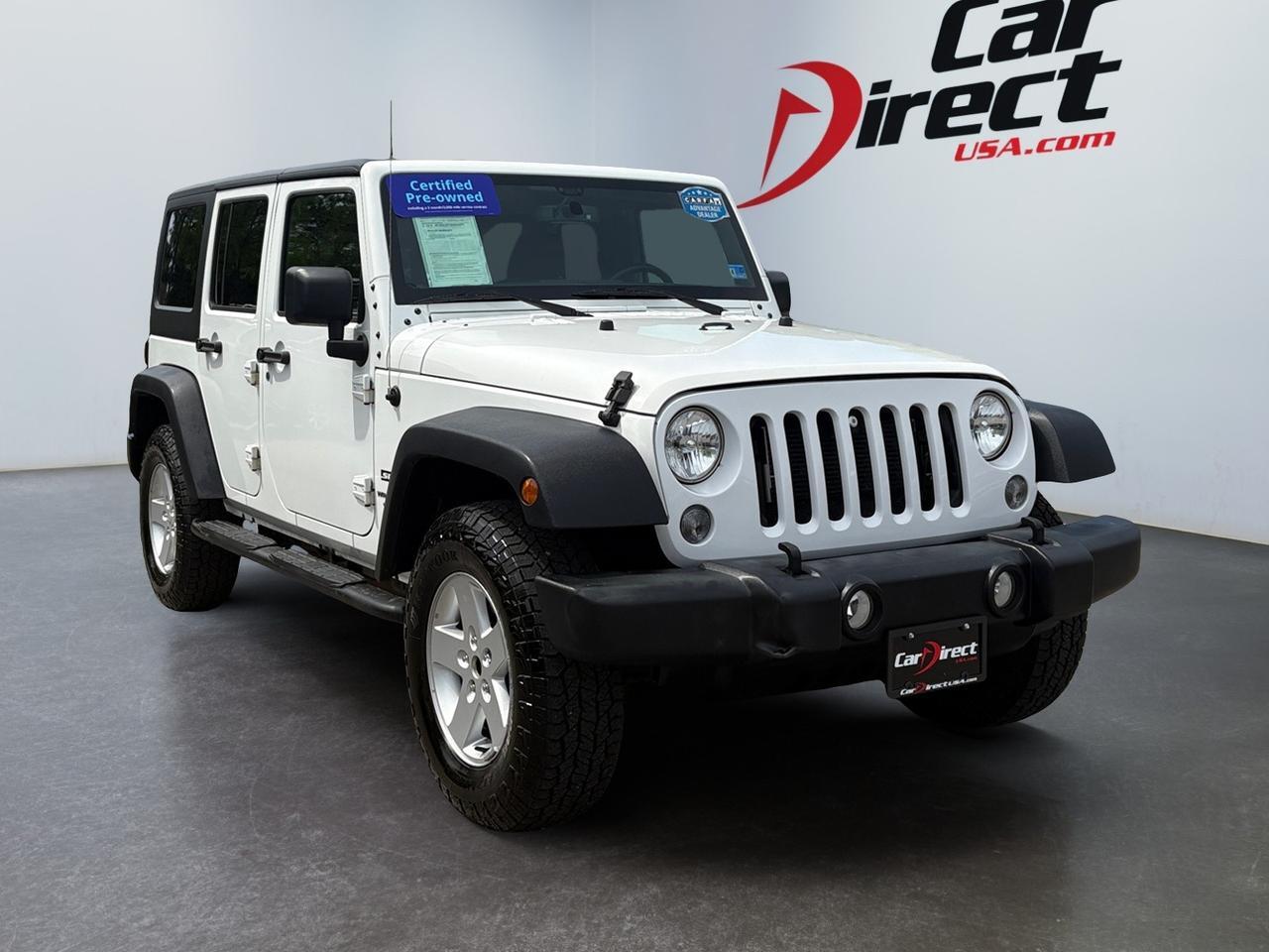2018 Jeep Wrangler JK Unlimited Sport S, HARD TOP, RUNNING BOARDS, OFF ROAD MODE, REMOTE KEYLESS START, UCONNECT BLUETOOTH, FULL SIZE SPARE TIRE, TOW PACKAGE, LOW MILES, THIS JEEP IS READY TO WRANGLE THE ROAD!