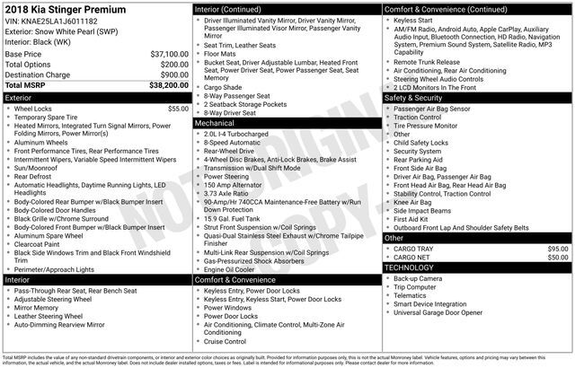 2018 Kia Stinger Premium Raleigh NC