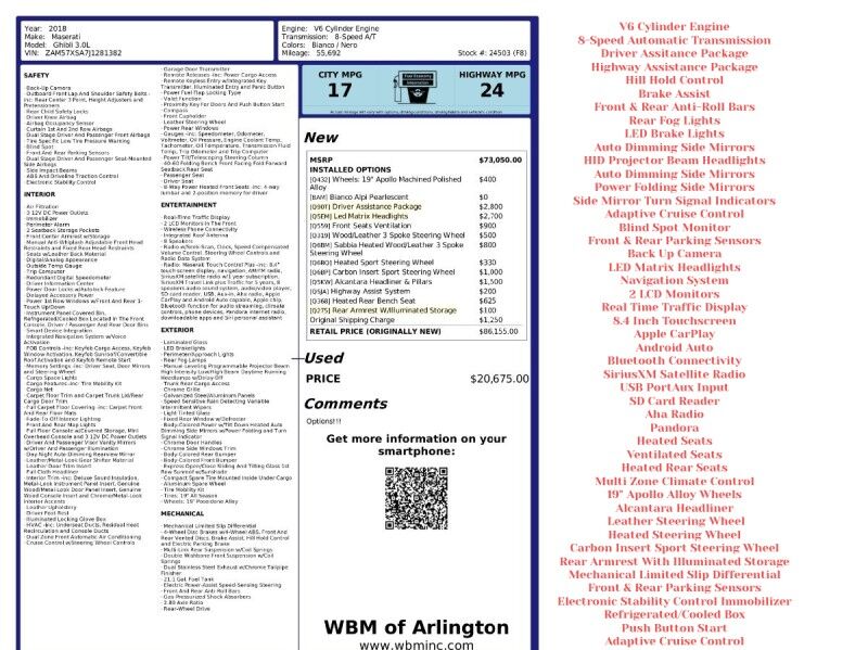 2018 Maserati Ghibli 3.0L