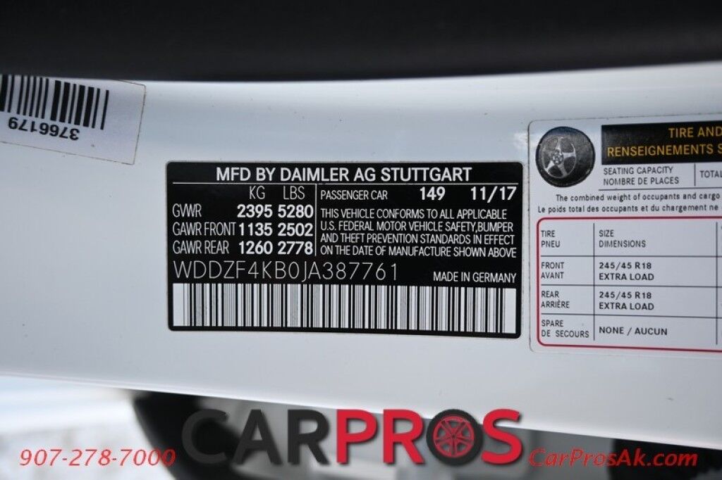 2018 Mercedes-Benz E300 4Matic AWD - Premium I Pkg - Sport Pkg - Power & Heated Leather Seats - Heated Steering Wheel - Burmester Sound System - Sunroof - Navigation - Blind Spot Alert - Burl Walnut Wood Trim - Bluetooth - Backup Camera - Front & Rear Park Assist Anchorage AK