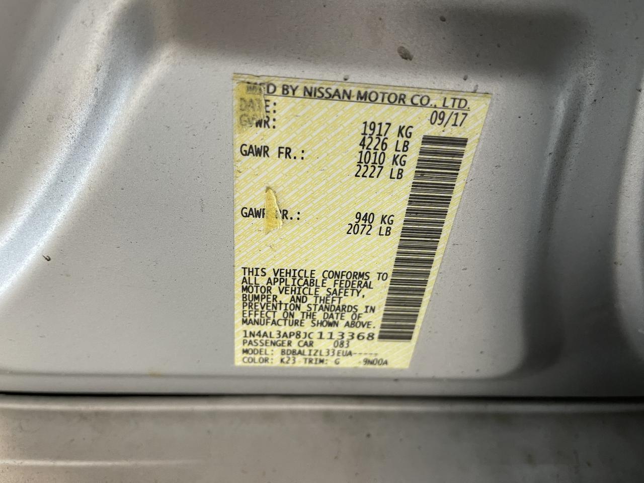 2018 NISSAN ALTIMA Kansas City MO