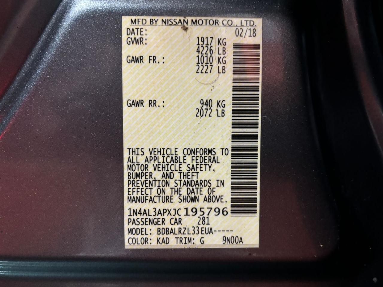 2018 Nissan Altima 2.5 SL Franklin OH