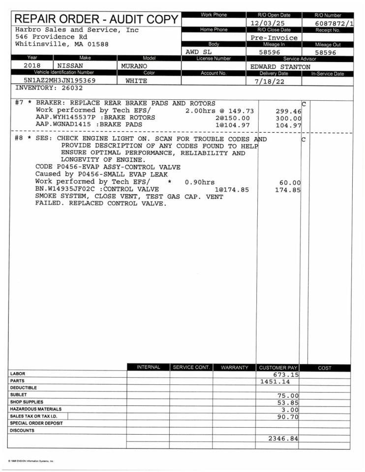 2018 Nissan Murano SL - LOCAL TRADE IN - GREAT SERVICE HISTORY Whitinsville MA