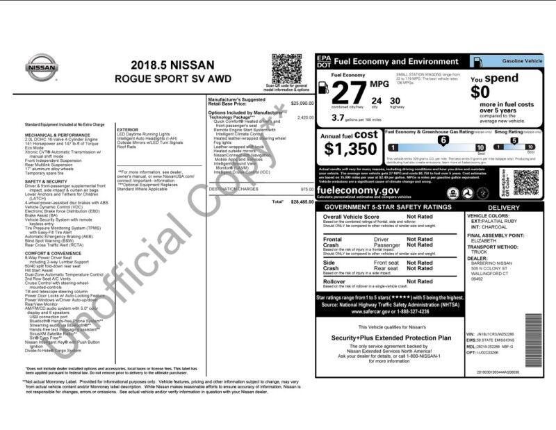 2018 Nissan Rogue Sport SV Whitinsville MA