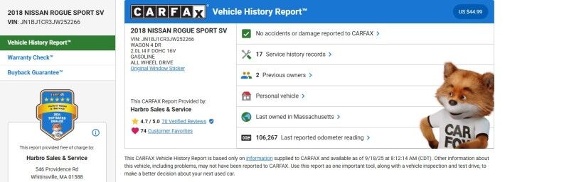 2018 Nissan Rogue Sport SV Whitinsville MA