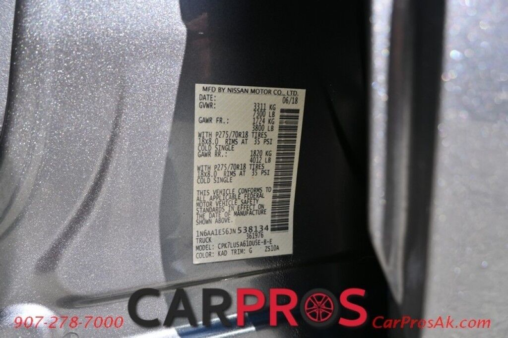 2018 Nissan Titan PRO-4X - Lifted - Fuel Wheels - 35in Tires - PRO-4X Utility Package - Comfort & Convenience Package - 5.6L V8 - 4X4 - Crew Cab - Pust To Start w/ Keyless Entry - Tow Package - 1 Owner Anchorage AK