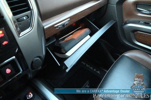 2018 Nissan Titan XD Platinum Reserve / Crew Cab / 4X4 / Turbo Diesel / AutoStart / Heated & Cooled Leather Seats / Heated Steering Wheel / Navigation / 360 Cam / Rockford Fosgate Speakers / Blind Spot Alert / Leer Canopy / Tow Pkg / Low Miles Anchorage AK