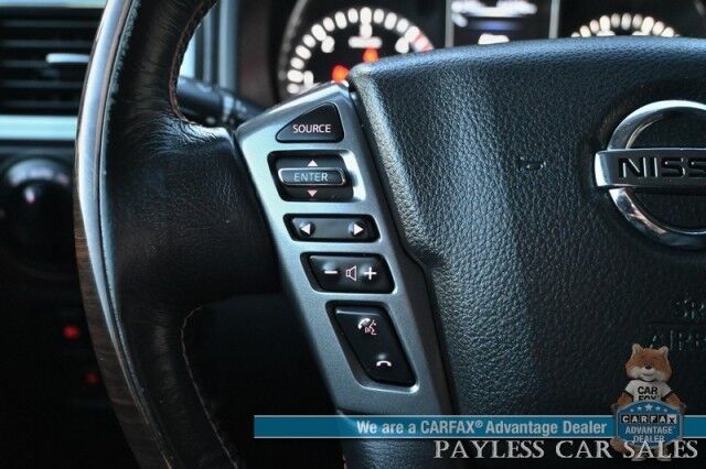 2018 Nissan Titan XD Platinum Reserve / Crew Cab / 4X4 / Turbo Diesel / AutoStart / Heated & Cooled Leather Seats / Heated Steering Wheel / Navigation / 360 Cam / Rockford Fosgate Speakers / Blind Spot Alert / Leer Canopy / Tow Pkg / Low Miles Anchorage AK