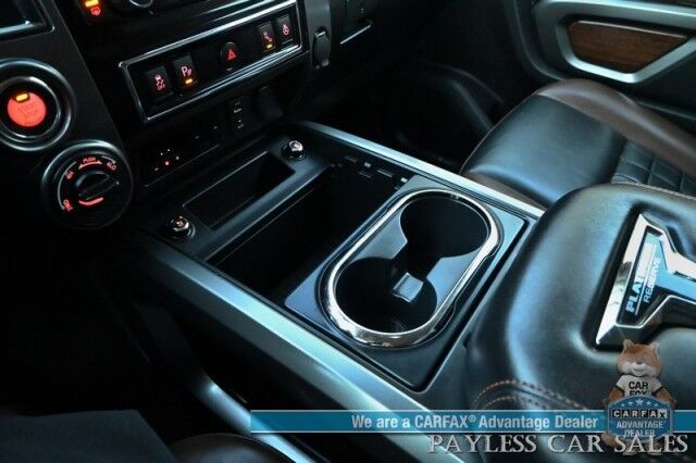 2018 Nissan Titan XD XD Platinum Reserve / 4X4 / 5.0L Turbo Diesel / AutoStart / Heated & Cooled Leather Seats / Heated Steering Wheel / Navigation / 360 Cam / Rockford Fosgate Speakers / Blind Spot Alert / Leer Canopy / Tow Pkg / Low Miles Anchorage AK