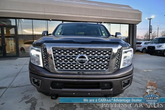 2018 Nissan Titan XD XD Platinum Reserve / 4X4 / 5.0L Turbo Diesel / AutoStart / Heated & Cooled Leather Seats / Heated Steering Wheel / Navigation / 360 Cam / Rockford Fosgate Speakers / Blind Spot Alert / Leer Canopy / Tow Pkg / Low Miles Anchorage AK