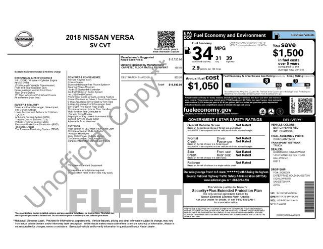 2018 Nissan Versa 1.6 SV Raleigh NC