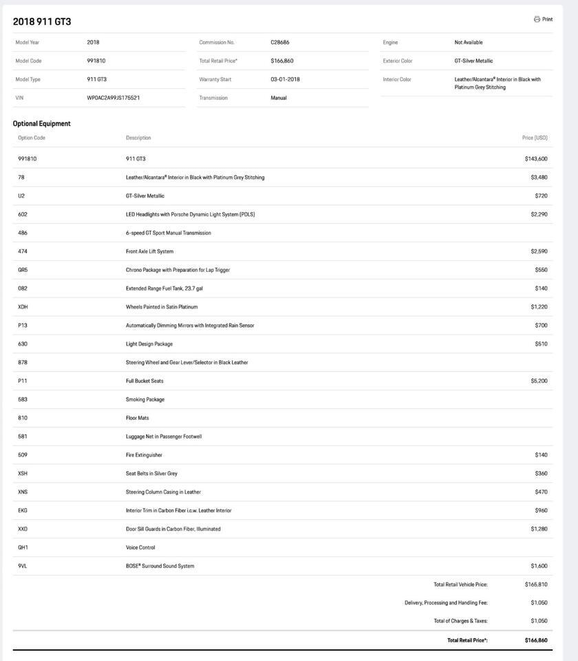 2018 Porsche 911 GT3 Pompano Beach FL