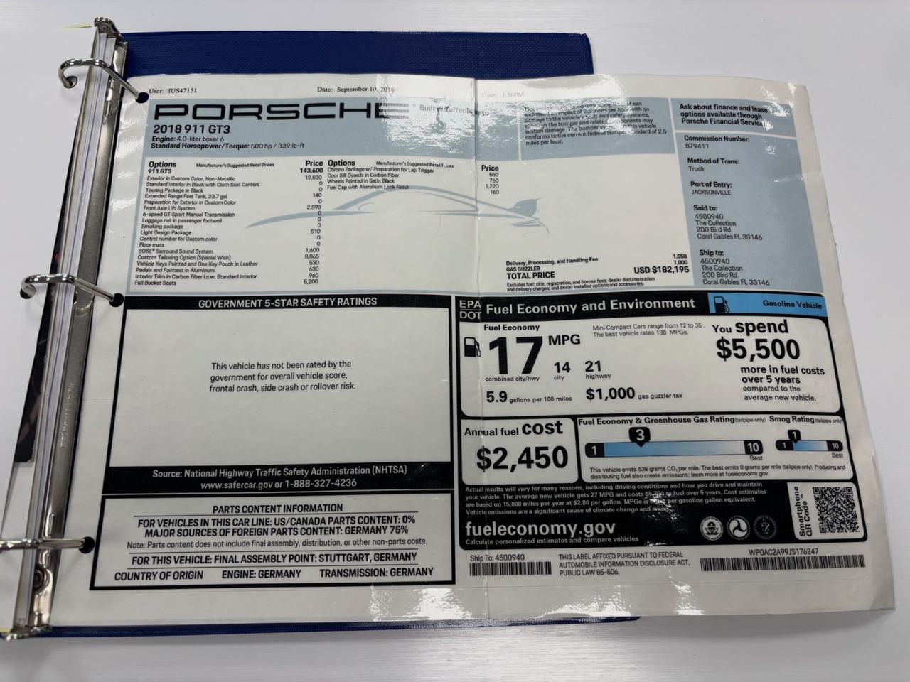 2018 Porsche 911 GT3 Touring