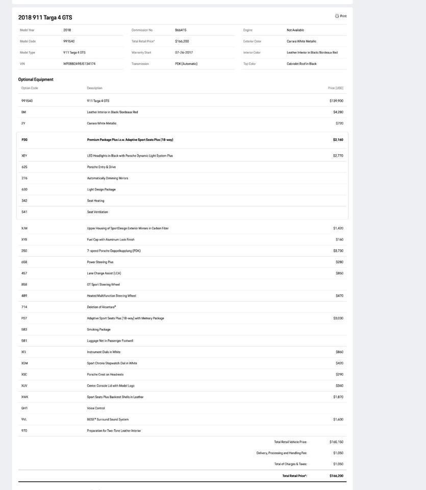 2018 Porsche 911 Targa 4 GTS Pompano Beach FL