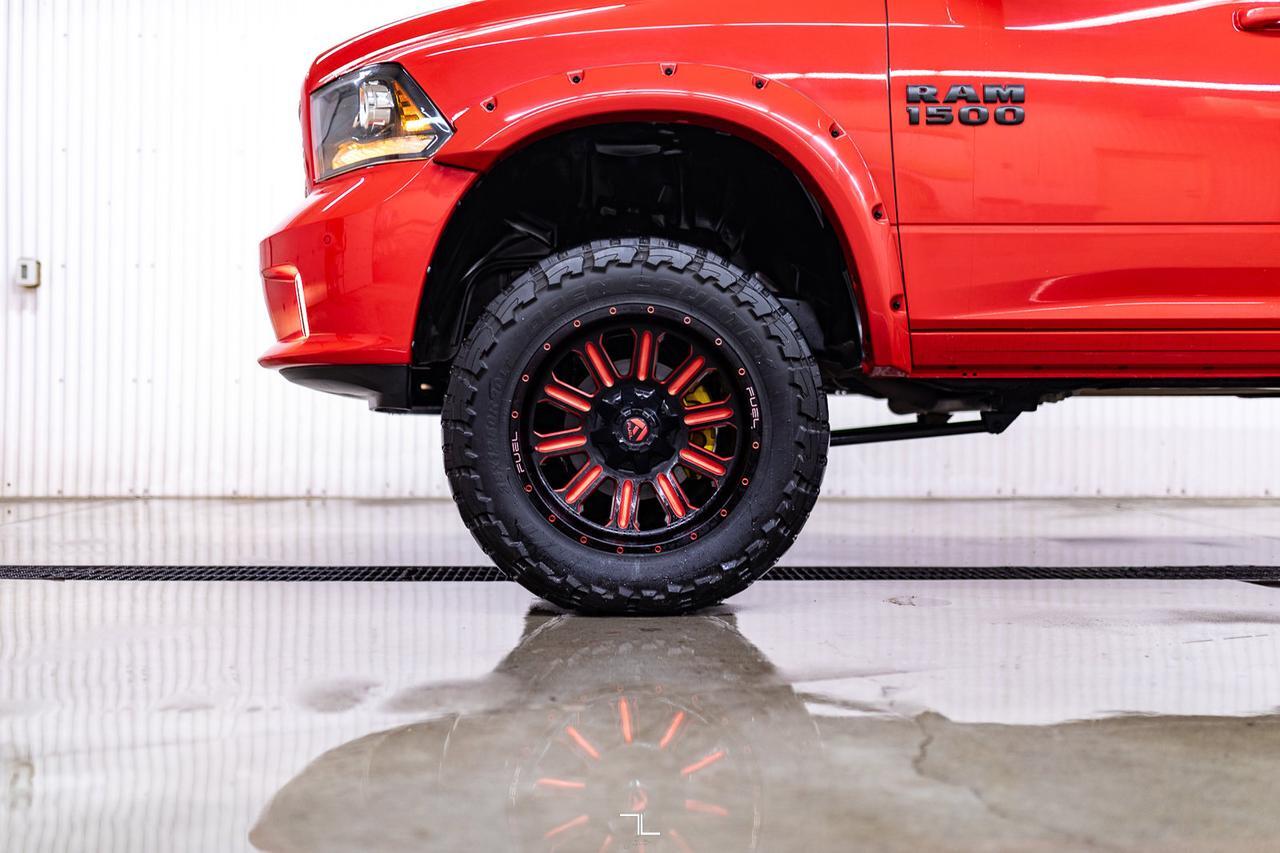 2018 Ram 1500 4x4 Crew Cab Sport 4" Lift Leather Roof Nav Red Deer AB