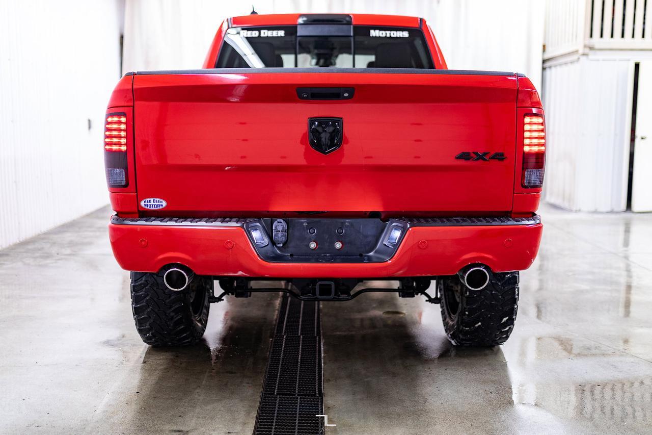 2018 Ram 1500 4x4 Crew Cab Sport 4" Lift Leather Roof Nav Red Deer AB