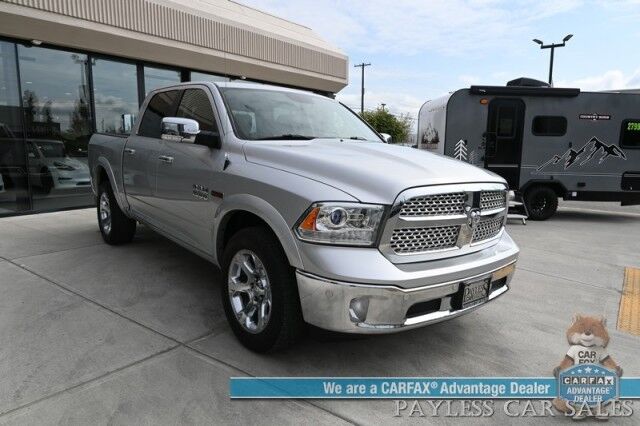 2018 Ram 1500 Laramie / 4X4 / 3.0L EcoDiesel V6 / Crew Cab / Convenience Group / Auto Start / Heated & Cooled Leather Seats / Heated Steering / Apple CarPlay & Android Auto / Back Up Camera / Keyless Entry & Start / Tow Pkg / 1-Owner Anchorage AK