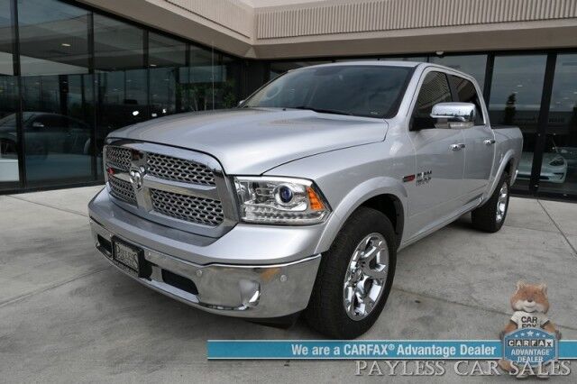2018 Ram 1500 Laramie / 4X4 / 3.0L EcoDiesel V6 / Crew Cab / Convenience Group / Auto Start / Heated & Cooled Leather Seats / Heated Steering / Apple CarPlay & Android Auto / Back Up Camera / Keyless Entry & Start / Tow Pkg / 1-Owner Anchorage AK
