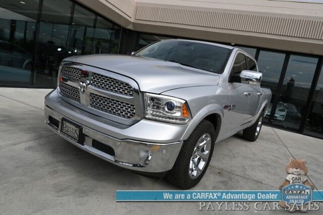 2018 Ram 1500 Laramie / 4X4 / 3.0L EcoDiesel V6 / Crew Cab / Convenience Group / Auto Start / Heated & Cooled Leather Seats / Heated Steering / Apple CarPlay & Android Auto / Back Up Camera / Keyless Entry & Start / Tow Pkg / 1-Owner Anchorage AK