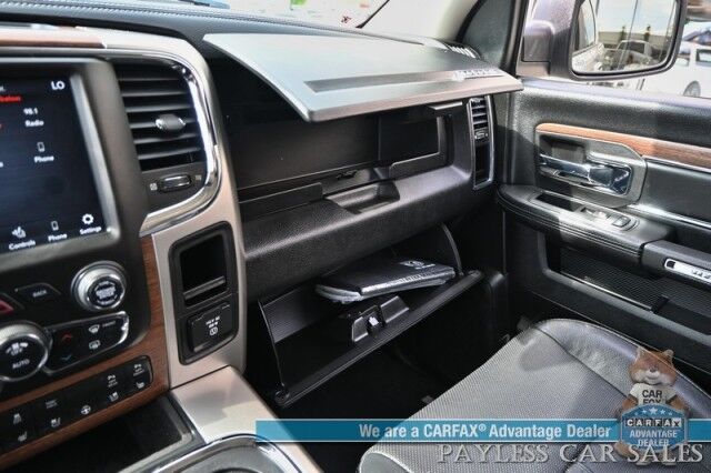 2018 Ram 1500 Laramie / 4X4 / 3.0L EcoDiesel V6 / Crew Cab / Convenience Group / Auto Start / Heated & Cooled Leather Seats / Heated Steering / Apple CarPlay & Android Auto / Back Up Camera / Keyless Entry & Start / Tow Pkg / 1-Owner Anchorage AK
