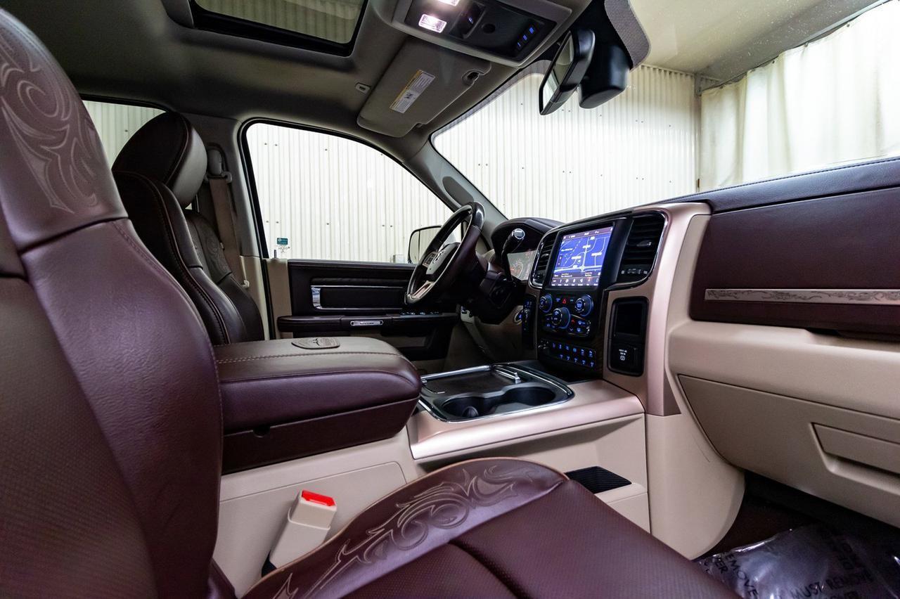 2018 Ram 3500 4x4 Crew Cab Longhorn Diesel AISIN Longbox Leather Roof Nav Red Deer AB