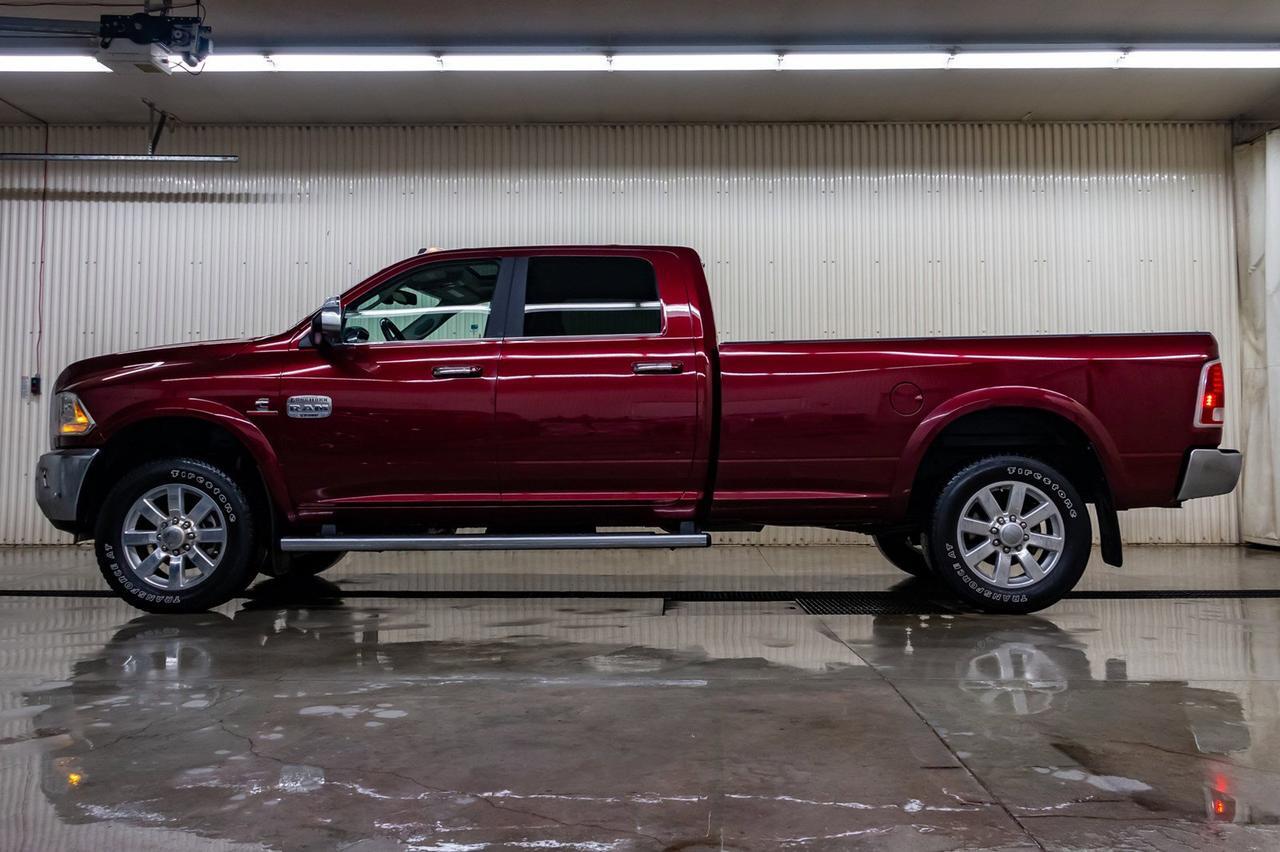 2018 Ram 3500 4x4 Crew Cab Longhorn Diesel AISIN Longbox Leather Roof Nav Red Deer AB