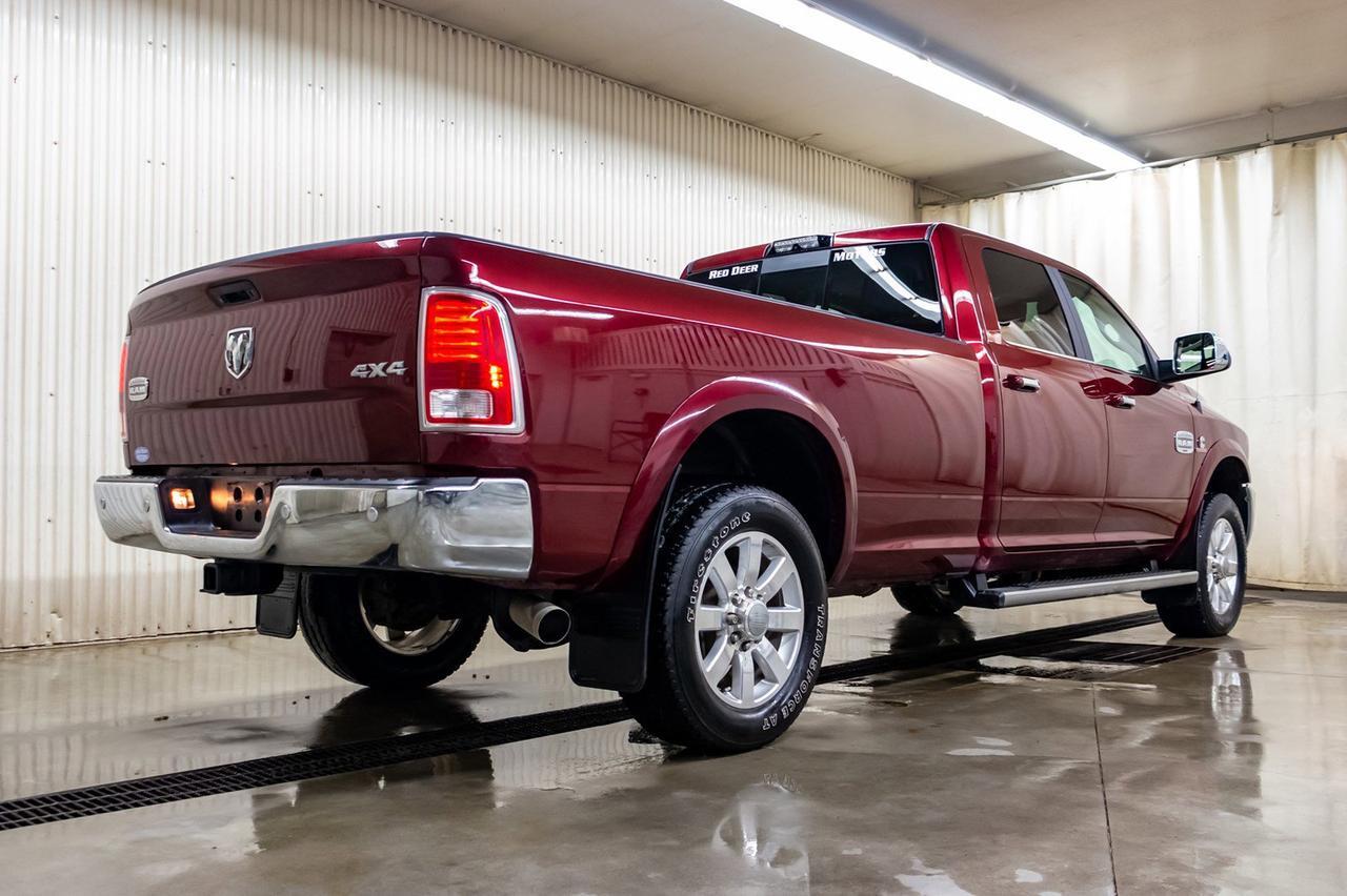 2018 Ram 3500 4x4 Crew Cab Longhorn Diesel AISIN Longbox Leather Roof Nav Red Deer AB