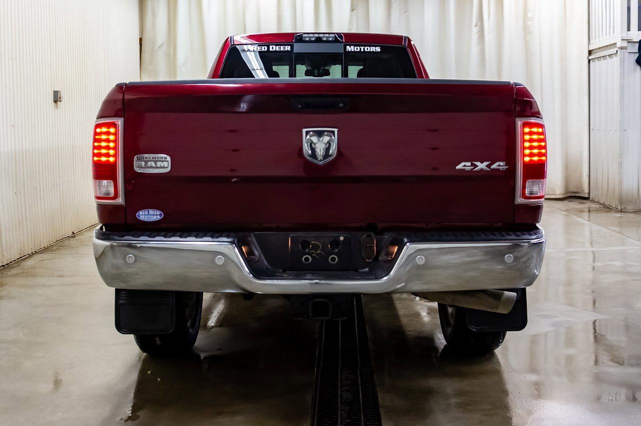 2018 Ram 3500 4x4 Crew Cab Longhorn Diesel AISIN Longbox Leather Roof Nav Red Deer AB