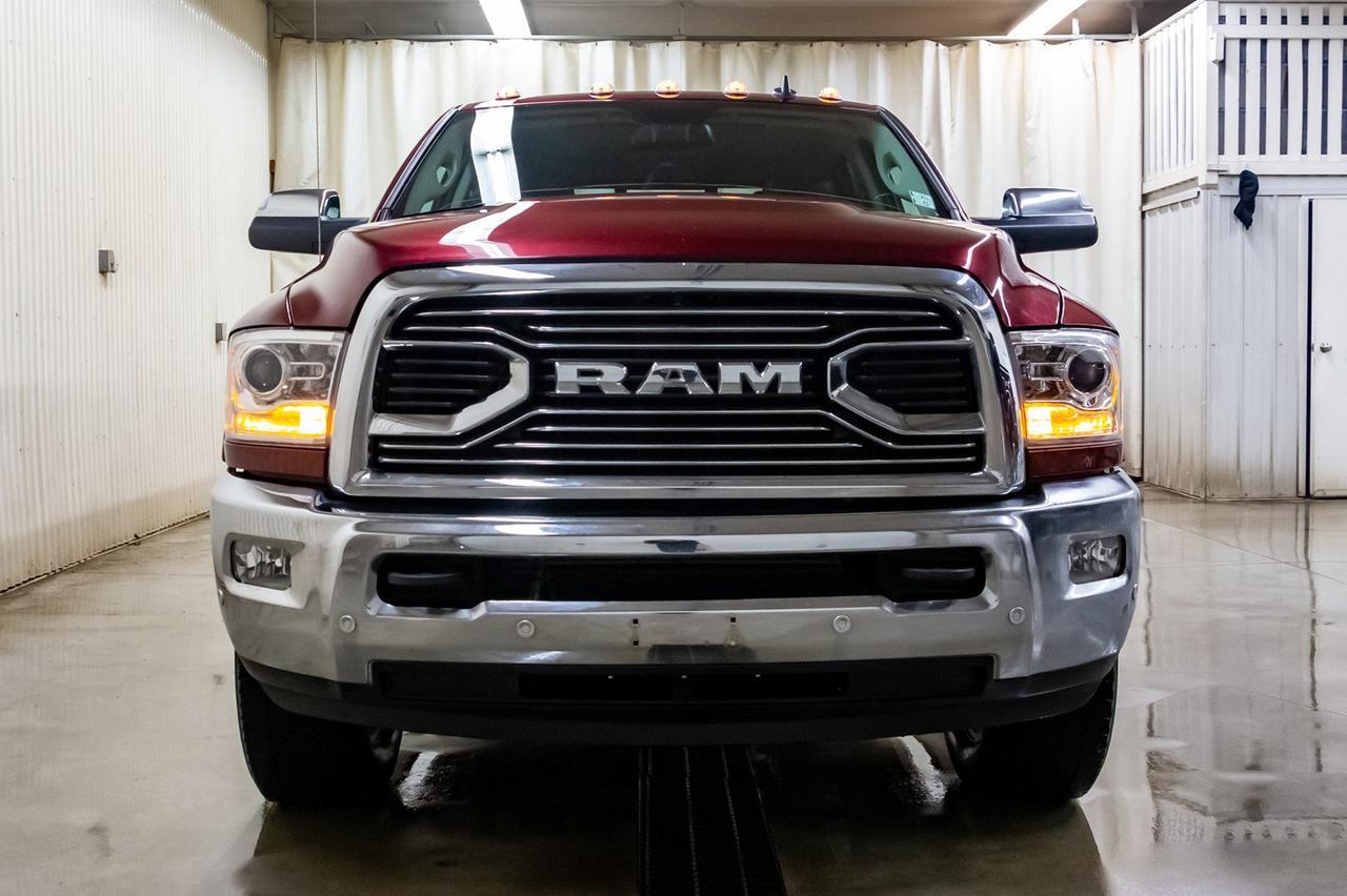 2018 Ram 3500 4x4 Crew Cab Longhorn Diesel AISIN Longbox Leather Roof Nav Red Deer AB
