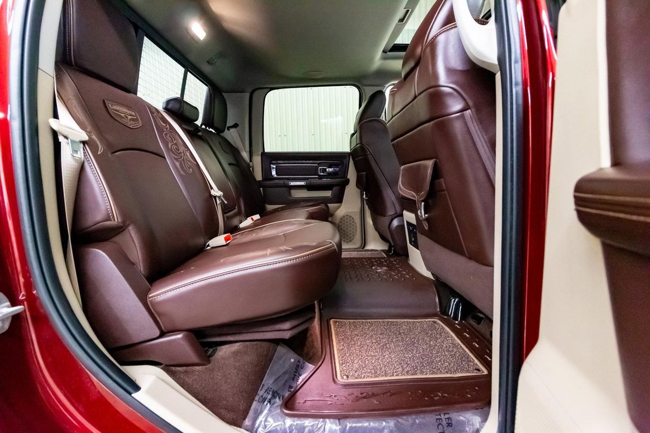 2018 Ram 3500 4x4 Crew Cab Longhorn Diesel AISIN Longbox Leather Roof Nav Red Deer AB