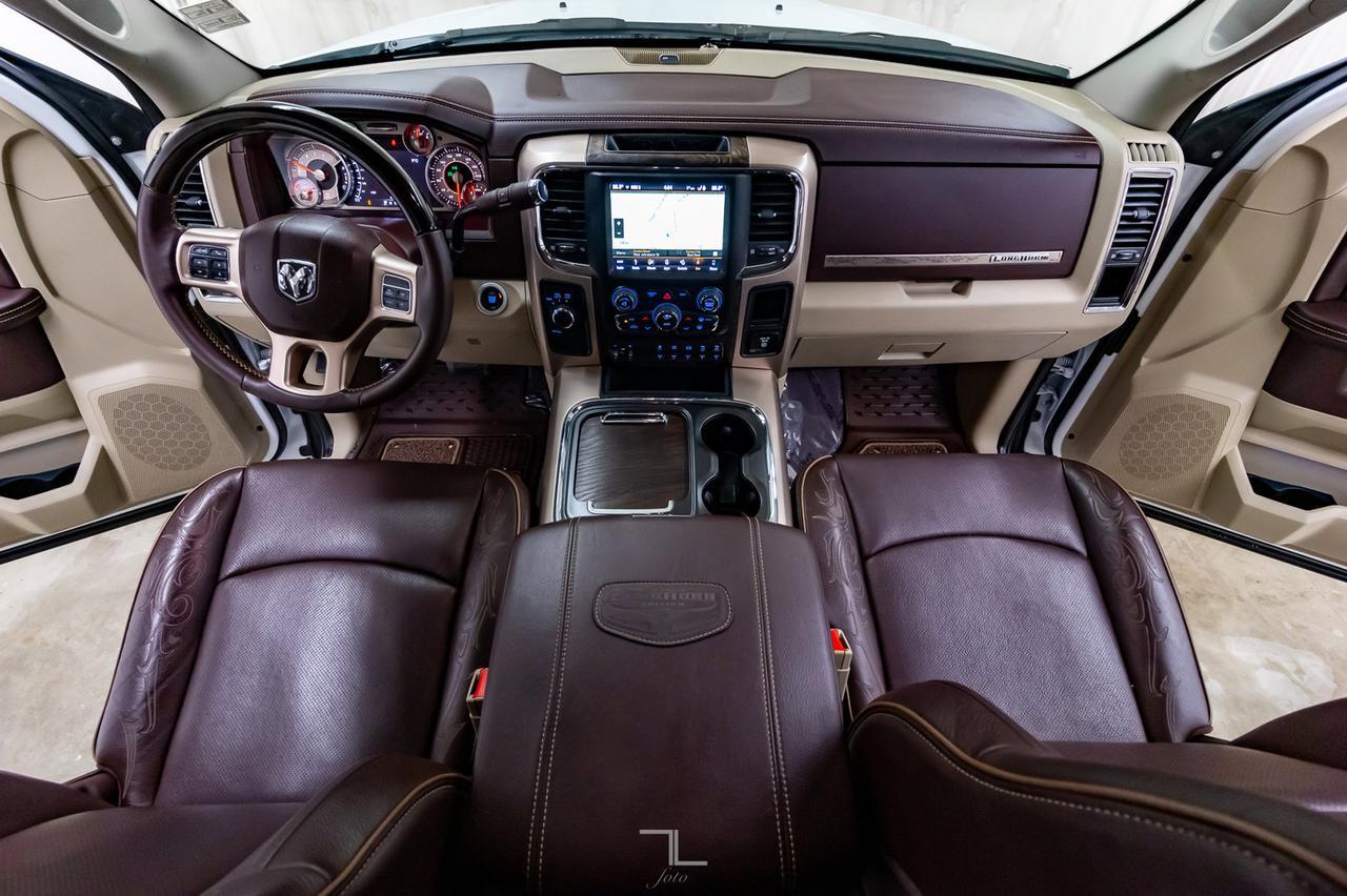 2018 Ram 3500 4x4 Crew Cab Longhorn Longbox Leather Nav BCam Red Deer AB