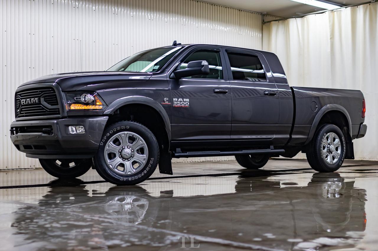 2018 Ram 3500 4x4 Mega Cab Laramie Diesel AISIN Leather Roof Nav BCam Red Deer AB
