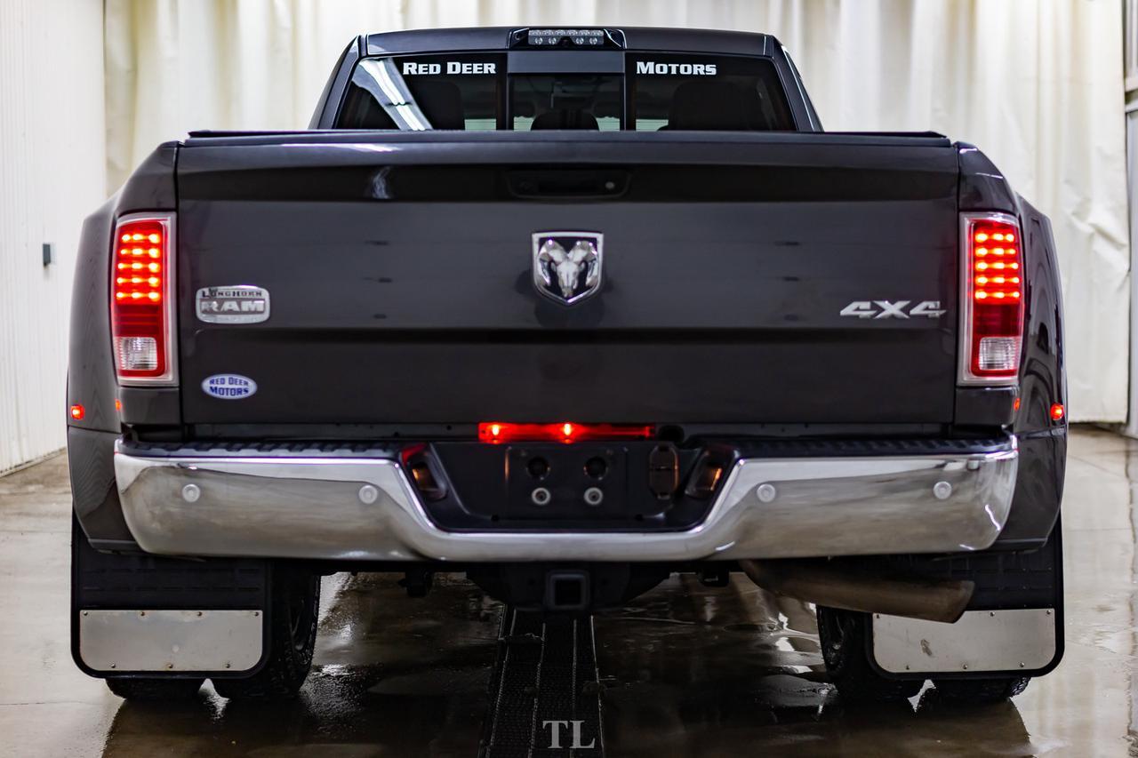 2018 Ram 3500 4x4 Mega Cab Longhorn Dually Diesel AISIN Leather Roof Nav Red Deer AB