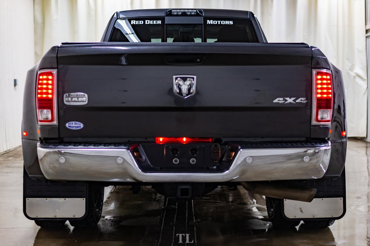 2018 Ram 3500 4x4 Mega Cab Longhorn Dually Diesel AISIN Leather Roof Nav Red Deer AB