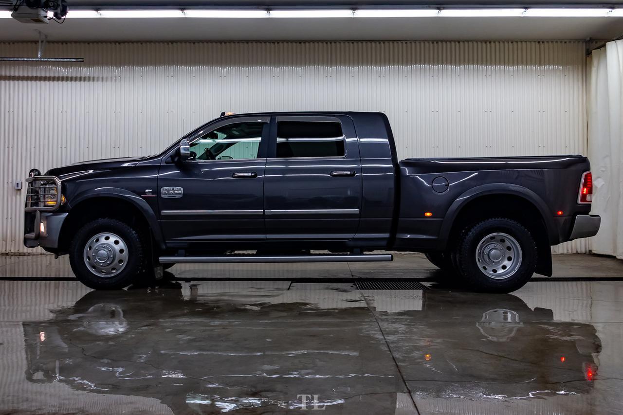 2018 Ram 3500 4x4 Mega Cab Longhorn Dually Diesel AISIN Leather Roof Nav Red Deer AB