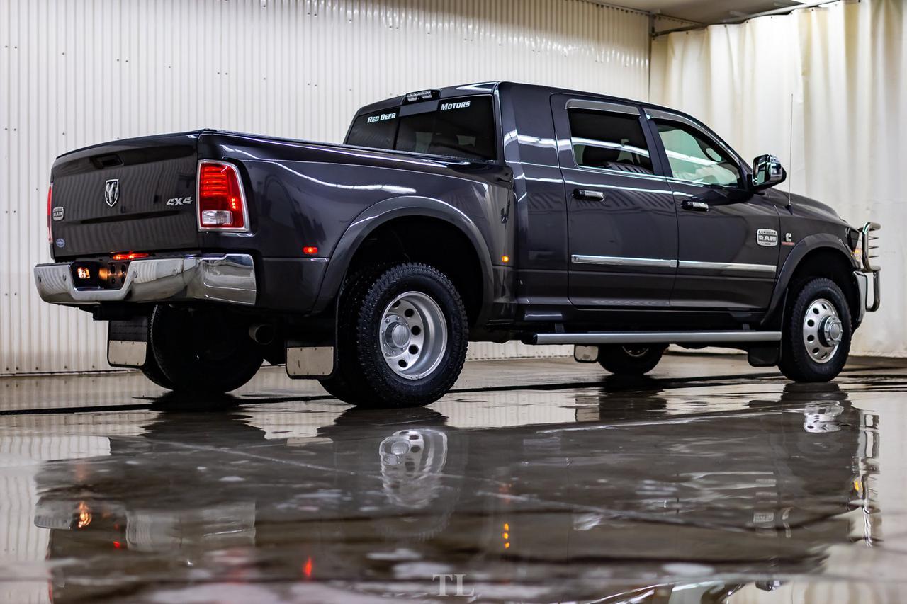 2018 Ram 3500 4x4 Mega Cab Longhorn Dually Diesel AISIN Leather Roof Nav Red Deer AB