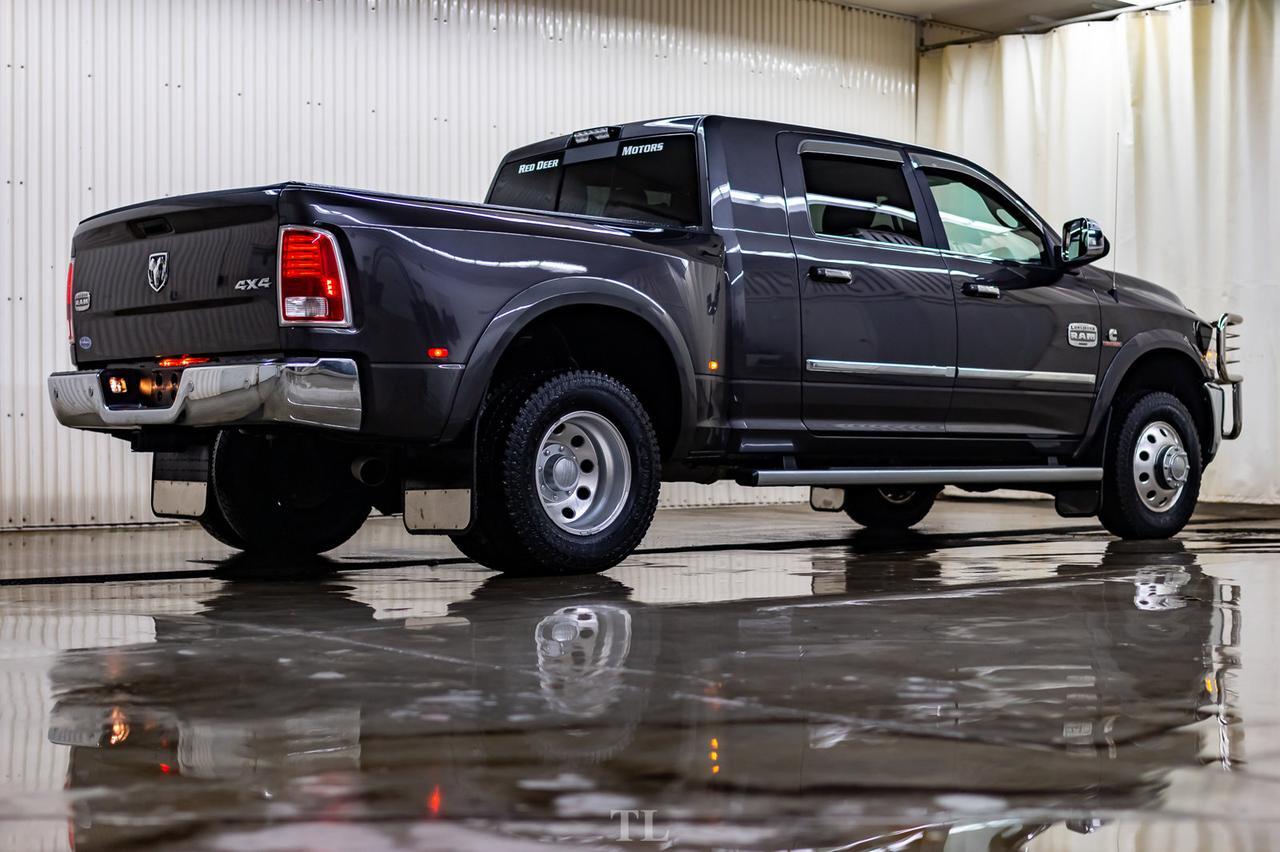 2018 Ram 3500 4x4 Mega Cab Longhorn Dually Diesel AISIN Leather Roof Nav Red Deer AB