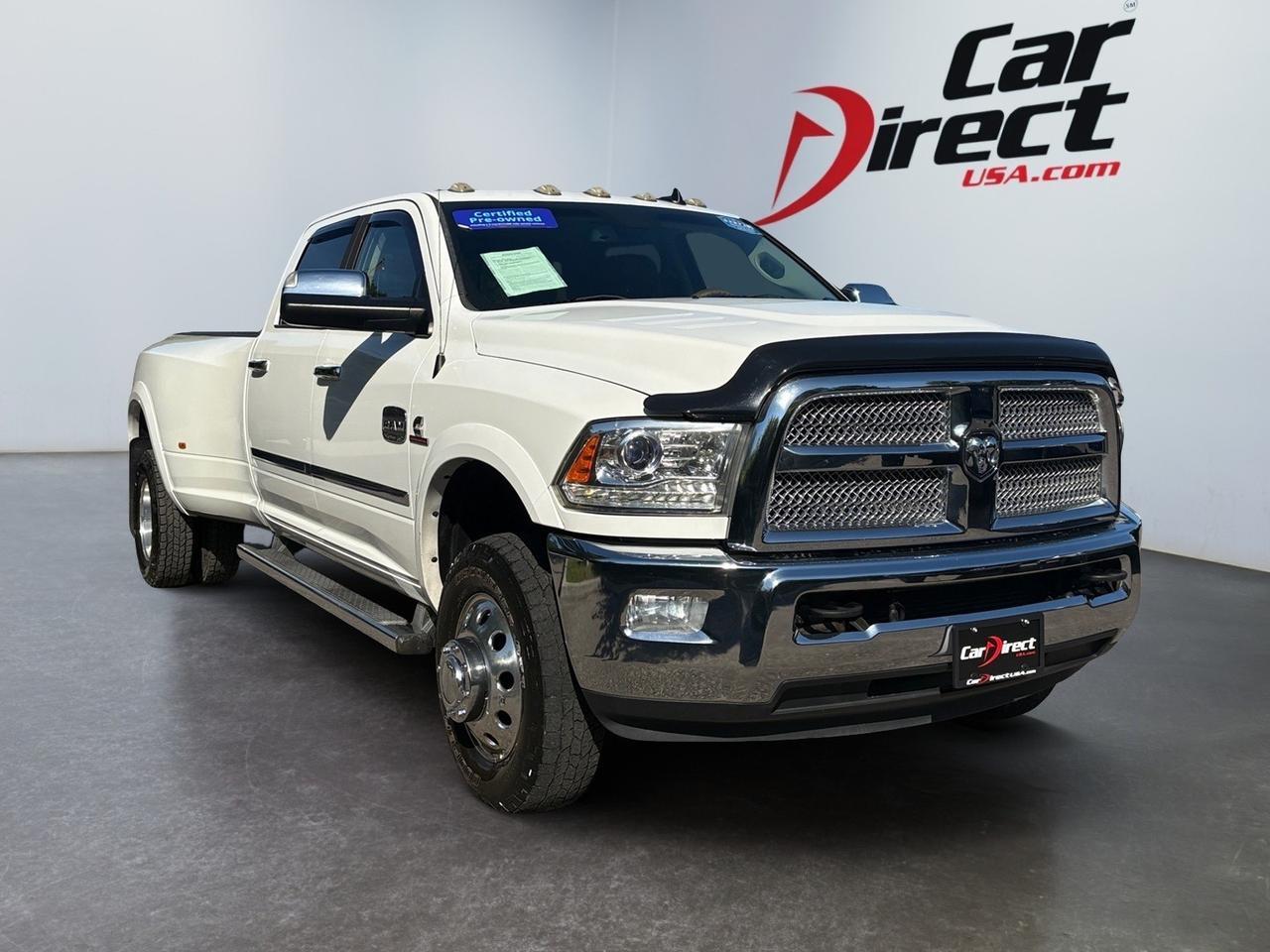 2018 Ram 3500 Laramie, 5TH WHEEL/GOOSENECK TOW PACKAGE, RUNNING BOARDS, BACKUP CAMERA WITH HITCH VIEW, HEATED FRONT & REAR SEATS, BLIND SPOT ALERT, APPLE CARPLAY/ANDROID AUTO, LOW MILES, CLEAN CARFAX, GO BIG & RIDE HOME IN THIS 3500!
