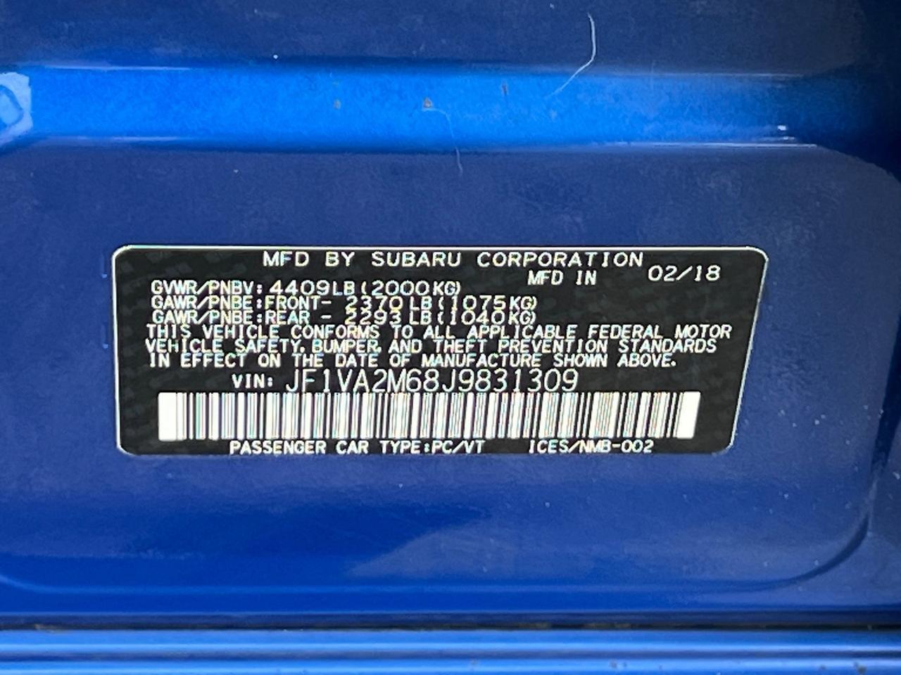 2018 Subaru WRX STi Hagerstown MD