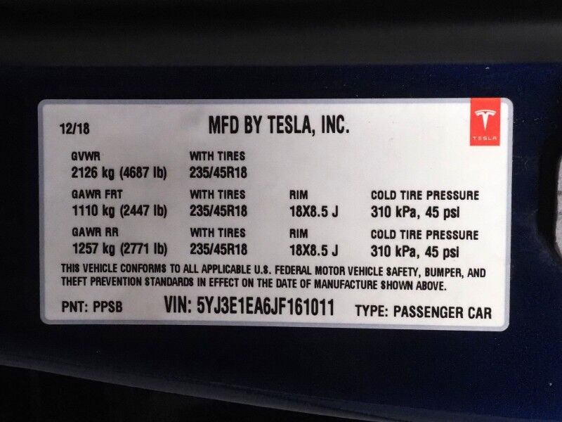 2018 Tesla Model 3 Mid Range RWD *FULL SELF-DRIVING ENABLED, AUTOPILOT, NAVIGATION, SAEFTY ALERTS, ADAPTIVE CRUISE, BACKUP-CAMERA, PANORAMA GLASS ROOF, HEATED SEATS, BLUETOOTH Round Rock TX