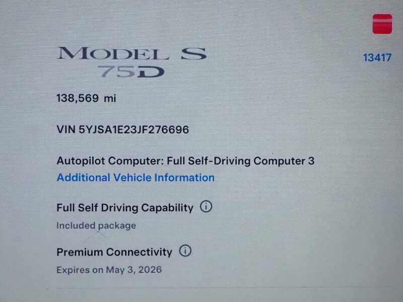 2018 Tesla Model S 75D AWD *FULL SELF-DRIVING ENABLED, AUTOPILOT, NAVIGATION, SAFETY ALERTS, ADAPTIVE CRUISE, BACKUP-CAMERA, PANORAMA GLASS ROOF, HEATED SEATS/STEERING, 19 INCH WHEELS Round Rock TX