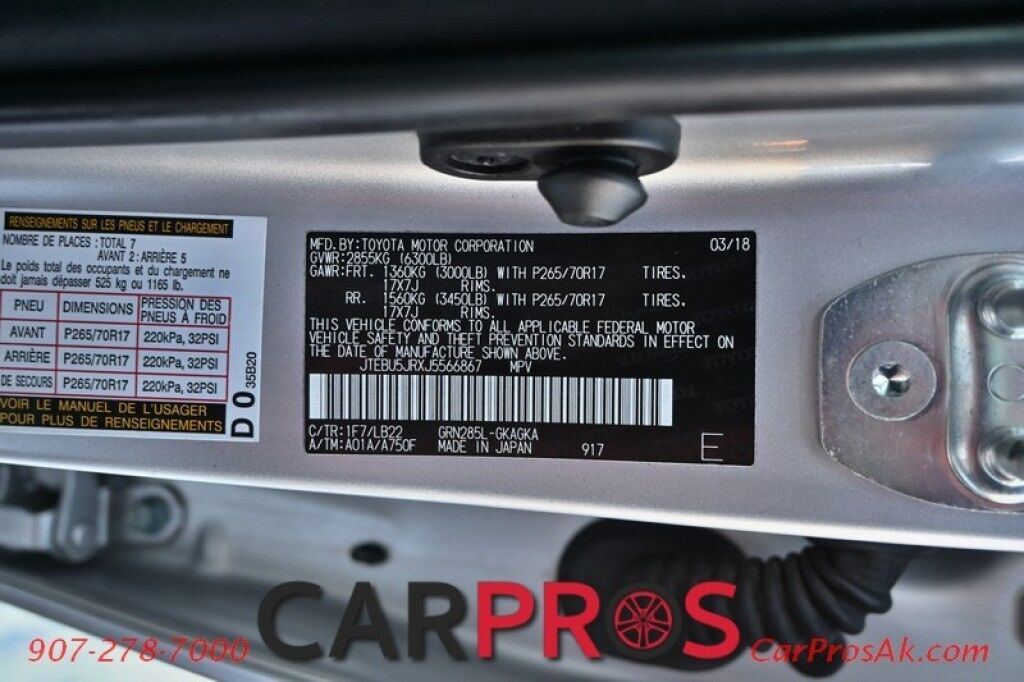 2018 Toyota 4Runner SR5 Premium - 4X4 - Power & Heated Leather Seats - Remote Start - Navigation - Sunroof - Fog Lights - Running Boards - 3rd Row - Seats 7 - Tow Package - Low Miles Anchorage AK