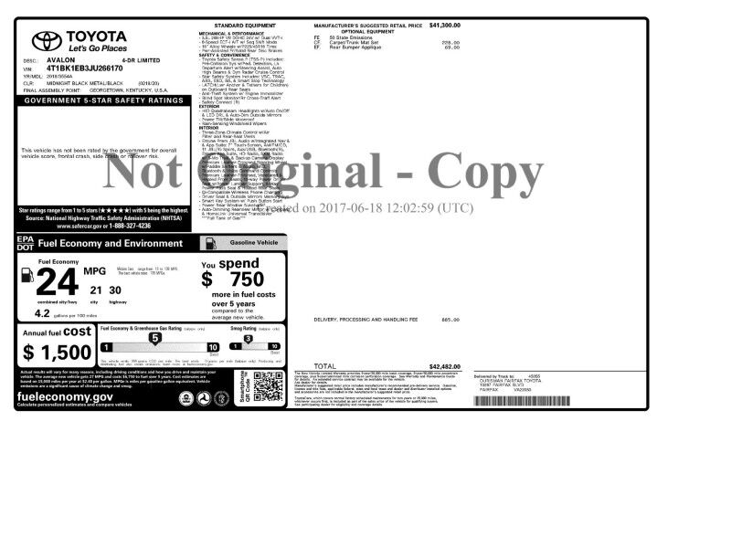 2018 Toyota Avalon Limited Arlington VA