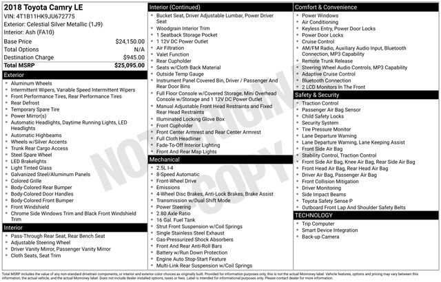 2018 Toyota Camry LE Raleigh NC