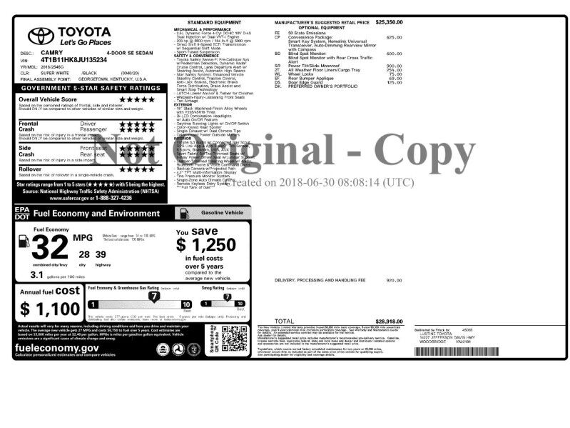 2018 Toyota Camry SE Arlington VA