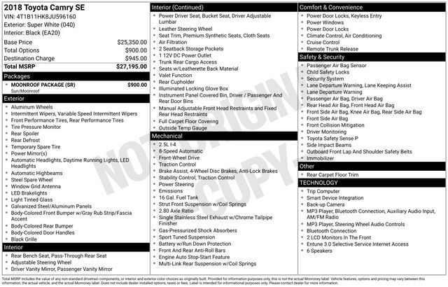 2018 Toyota Camry SE Raleigh NC