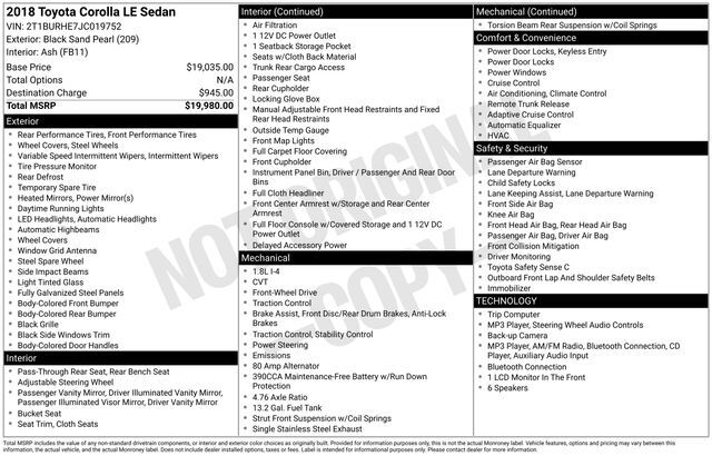 2018 Toyota Corolla LE Raleigh NC