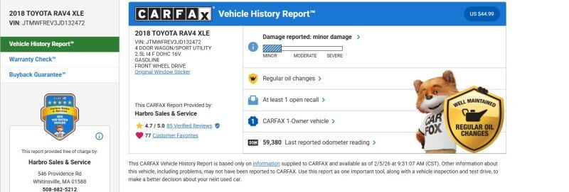 2018 Toyota RAV4 XLE - 1 OWNER - REGULAR OIL CHANGES Whitinsville MA